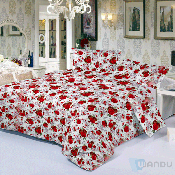 Changxing Wandu Floral Design Home Textile Bedsheet Fabric For Mattress Brush Custom Printing Fabric 