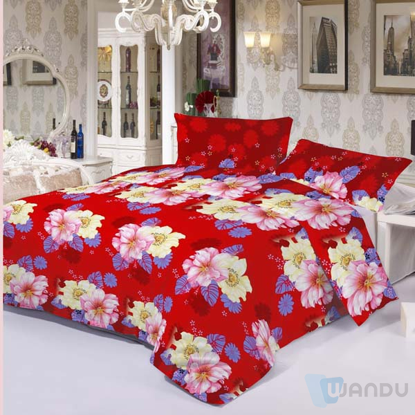 Polyester Uses Polyester Bed Sheet Flower Printed Extra Wide Fabric for Bedding