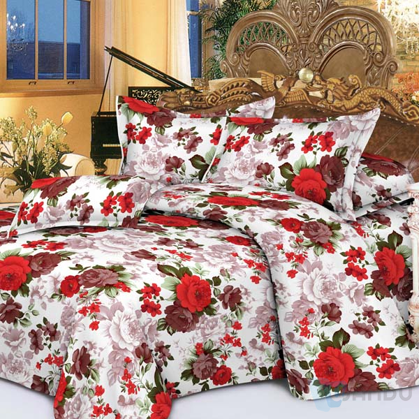 Stock Or Custom King Queen Size Bedding Set 100% Polyester 4 Pcs Comforter Print Bedsheet Set Microfiber